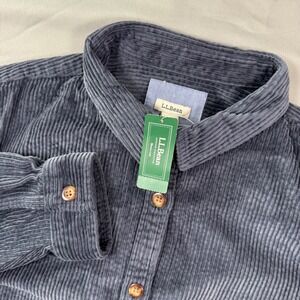 NWT L.L. Bean Comfort Cord Relaxed Tunic Carbon Navy Corduroy Shirt XL $69.95
